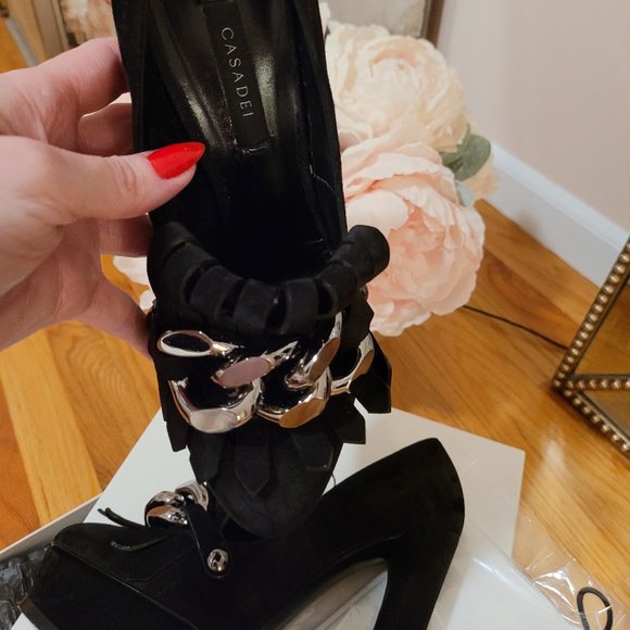 CASADEI Embellished  Platform Pumps In Black size 37 - Picture 11 of 16